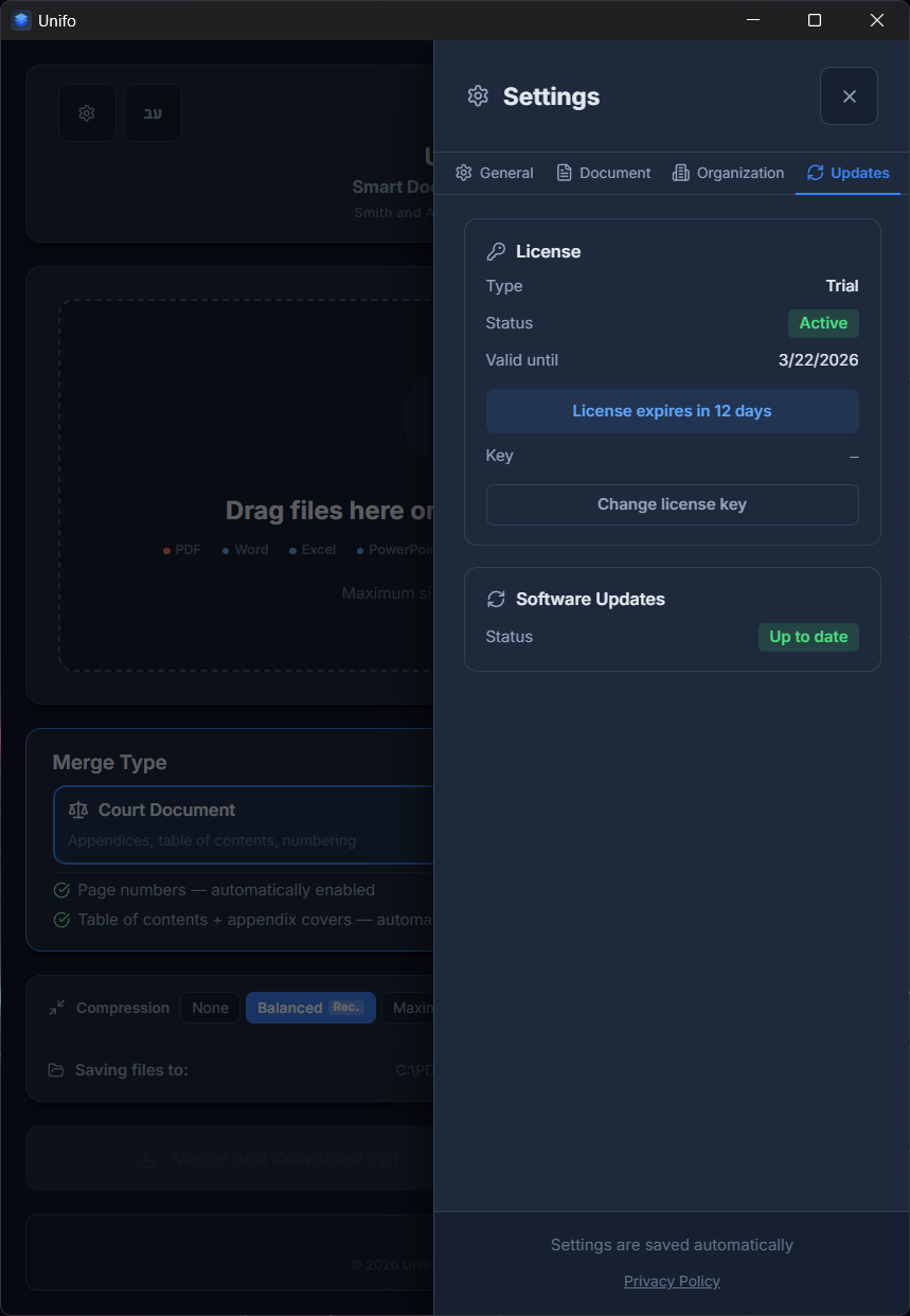 License and updates